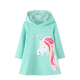 Unicorn Embroidered Patch Hooded Sweater Dress