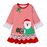 Christmas Dress Santa Claus an Embroidered Skirt