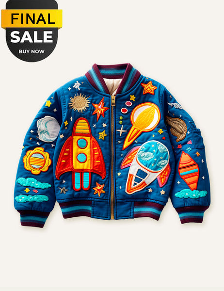 Last Few Left!-Unisex Adult & Kid Rocket Launcher Appliqué Zipper Design  Collar Jacket