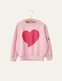 Girls T-shirt with Long Sleeves Hoodie Cute Big Peach Heart Print Fashion