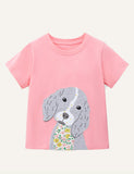 Animal Embroidered Patch Short Sleeve