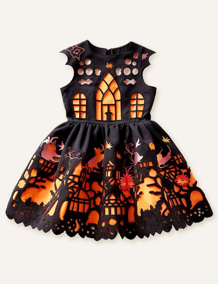 Mommy & Me Halloween Dark Castle Cutout Sleeveless Dress