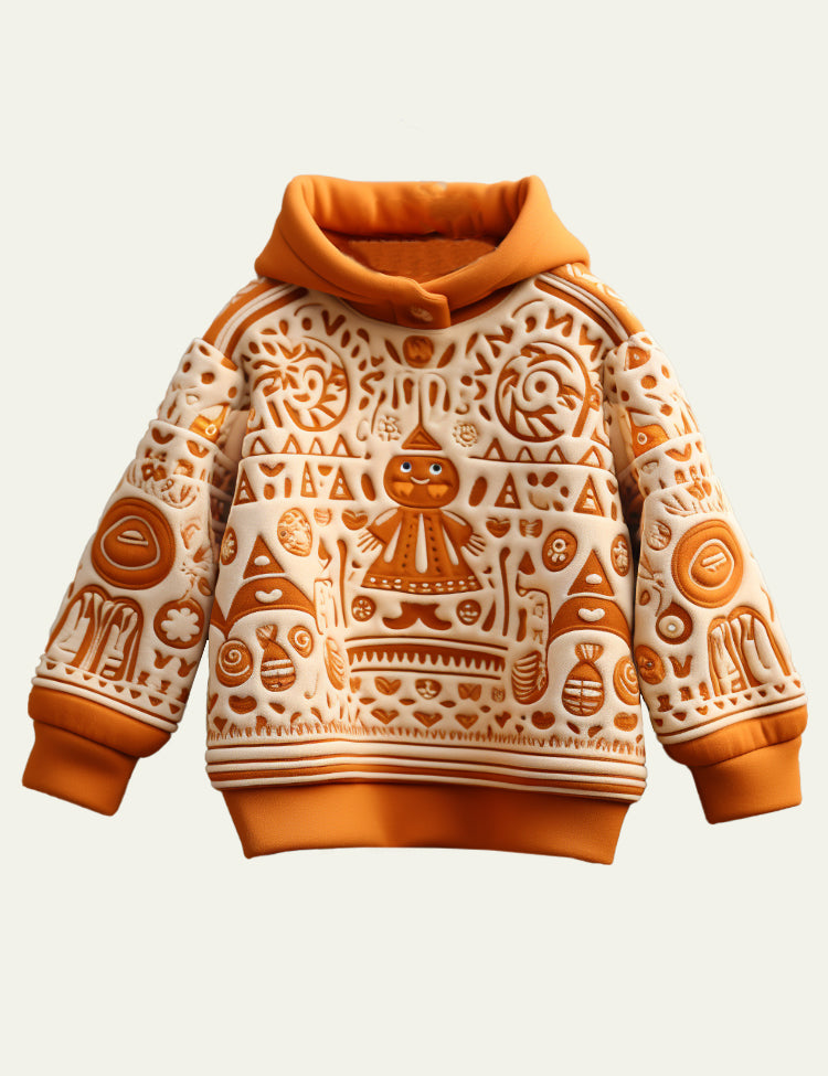 Clearance - Adult & Kid Sizes Unisex Christmas Gingerbread Man Pull Over Hooded Hoddie