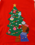 Christmas Tree Puppy Appliqué Gift Embroidered Dress