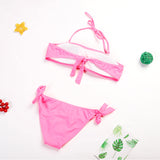 Children's Swimsuit Pink Sequin Bow Halter