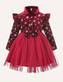 Christmas Children's Clothes Snowflake Flannel Dress