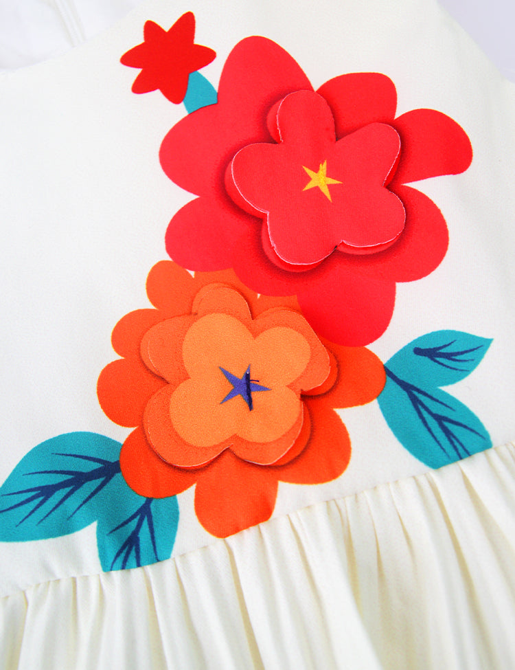 Clearance-Toddler Girl Flower Decor Embroidery Sleeveless Tank Dress
