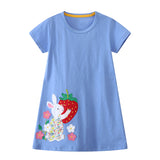 Rabbit Embroidered Patch Short Sleeve Dress
