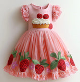 Lucky Sale -Cream Strawberry Cake Dress