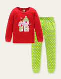 Christmas Cartoon Dinosaur Snowman Printed Pajamas