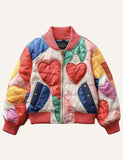 Lucky Sale-Multi Heart Bomber Jacket