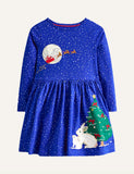 Christmas Dress Santa Claus Embroidery Girl Dress