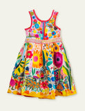 Toddler Girls Monet's Garden Sleeveless Hollow out Strap Dress