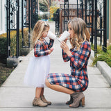 Parent-child family wear mother and daughter skirt plaid short skirt dress