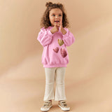 Long Sleeve Girls Suit Cute Heart Shape Children Suit