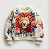 Lucky Sale-Lion Flowers Print Sweatshirt