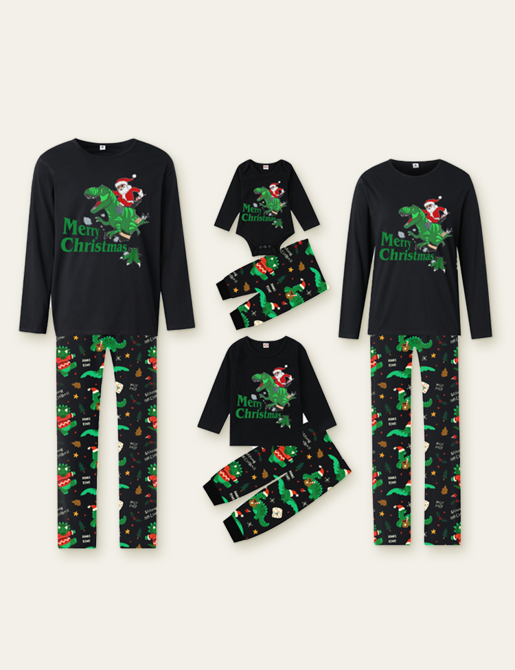 Santa Dinosaur Printed Family Matching Pajamas