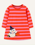 Snowman Embroidered Patch Dress