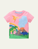Dinosaur Cartoon Printed Short-Sleeve T-shirt