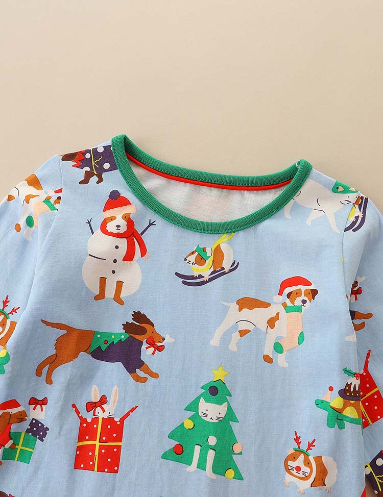 Christmas Snowman Animal Printed Dress