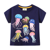 Children's Short-Sleeved T-shirt Summer round Neck Cartoon Top Luminous Pattern