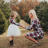 Parent-child family wear mother and daughter skirt plaid short skirt dress