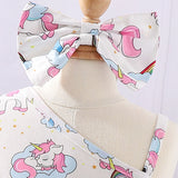 Oblique Shoulder Cartoon Sling Unicorn Print Dress