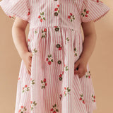 Strawberry Flower Girl Short Sleeve Dress