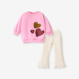 Long Sleeve Girls Suit Cute Heart Shape Children Suit