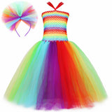 Holiday Party Rainbow Little Fairy Princess Dress Children's Mesh Dress