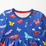 Girls Cartoon Butterfly Print Princess Dress