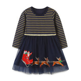 Christmas Elk Embroidered Mesh Dress