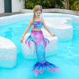 Children's Mermaid Swimsuit Girls' Colorful Mermaid Tail Three Piece Set Swimming Suit