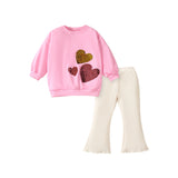 Long Sleeve Girls Suit Cute Heart Shape Children Suit