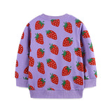 Cartoon Strawberry Print round Neck Casual Top