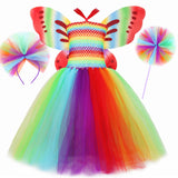 Holiday Party Rainbow Little Fairy Princess Dress Children's Mesh Dress