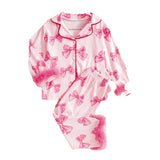 Girls' Bow Print Long-Sleeved Homewear Suit