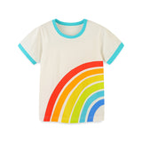 Cartoon Rainbow Printing Children's round Neck Short Sleeve Top