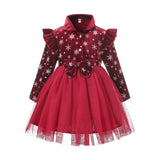 Christmas Children's Clothes Snowflake Flannel Dress