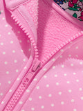 Warm and Cute Affixed Cloth Embroidered Hooded Kids' Overcoat