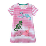 Animal Embroidered Patch Short Sleeve Dress