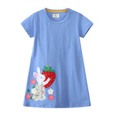 Rabbit Embroidered Patch Short Sleeve Dress