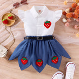 Strawberry Embroidered Shirt + Strawberry Skirt
