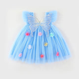 Multi-Color Optional-Butterfly Wings Three-Dimensional Embroidery Flower Dress