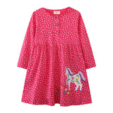 Girl's Long-Sleeved Dress Embroidered Unicorn Dress