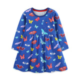 Girls Cartoon Butterfly Print Princess Dress