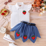 Strawberry Embroidered Shirt + Strawberry Skirt