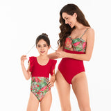 Parent-Child Swimsuit High Waist Bikini Flounced