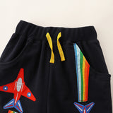 Boys' Shorts Cartoon Aircraft Embroidery Sports Pants