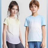 Summer thin children's short-sleeved sports fitness tops quick-drying running